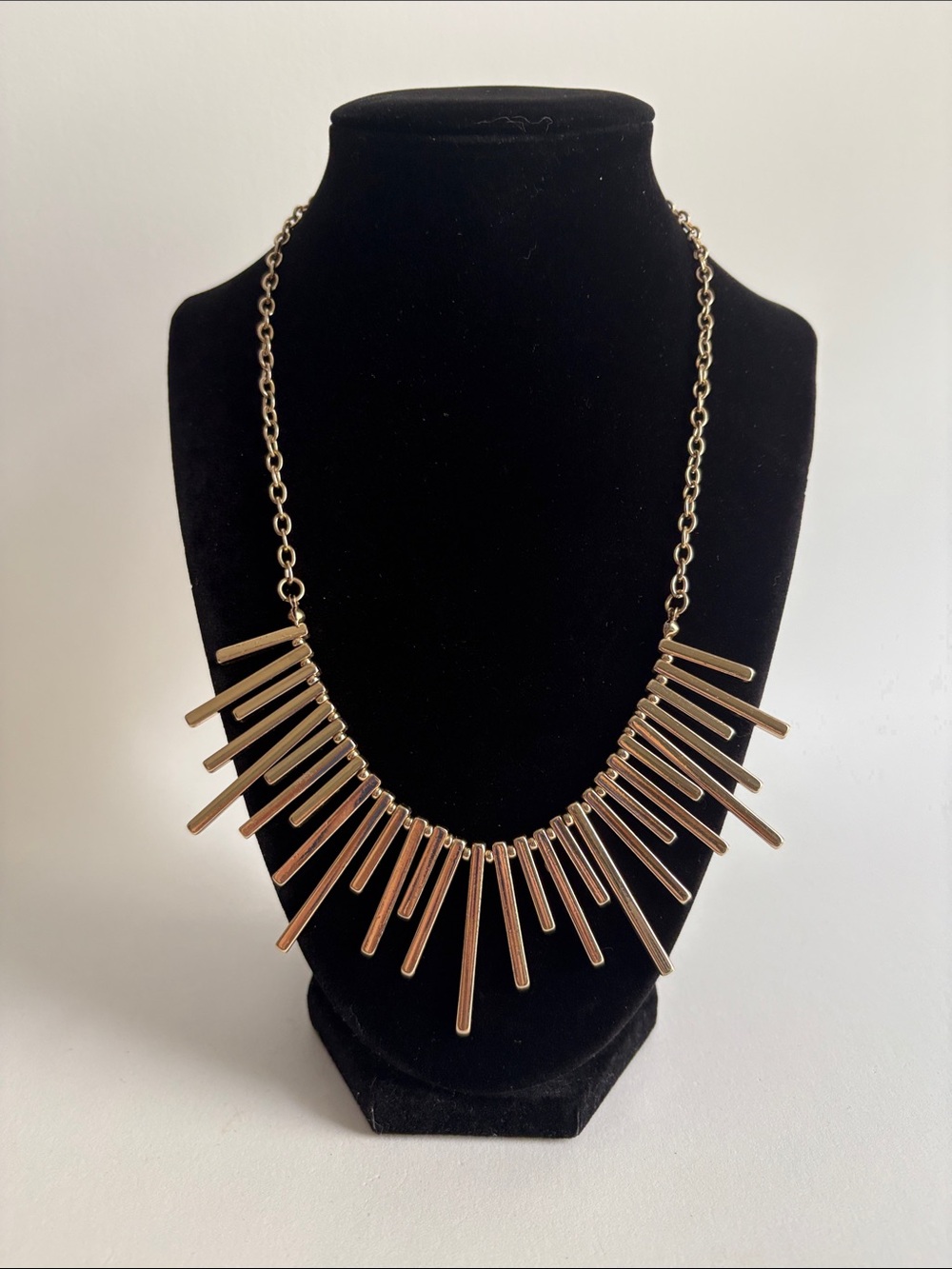 Gold Bar Spike Statement Necklace Women Jewelry